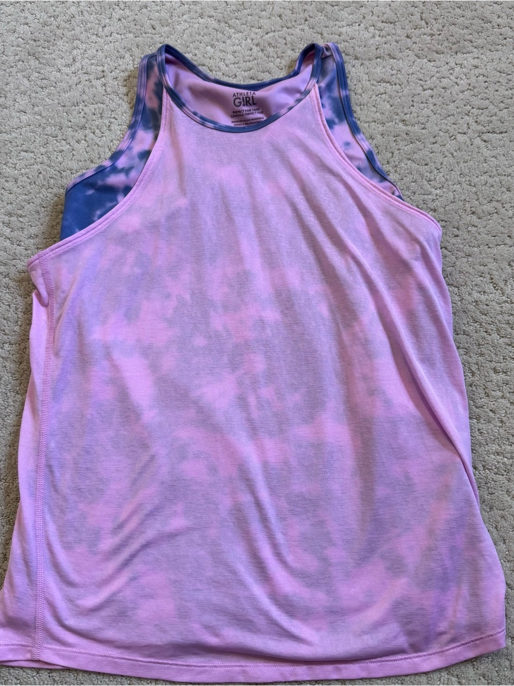 Athleta Girl XL 14 Youth Perfect Pair Layered Tank Sleeveless Shirt Active Pink